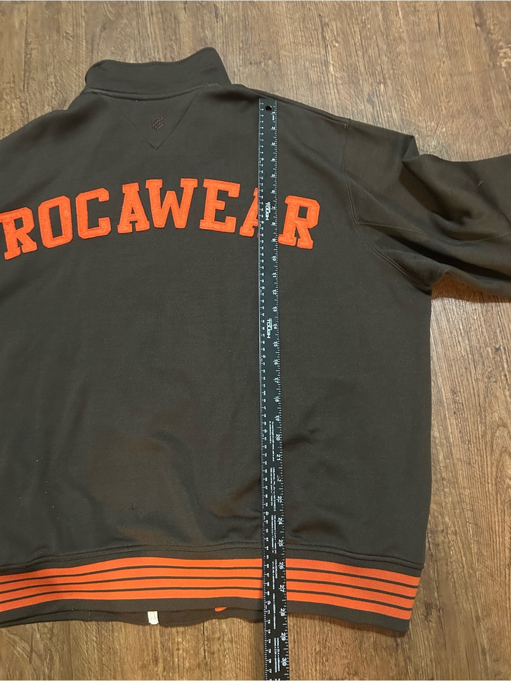 Rocawear Mens 3XL Brown Orange Track Jacket Y2K Hip Hop Full Zip 9 Logo - Picture 6 of 6